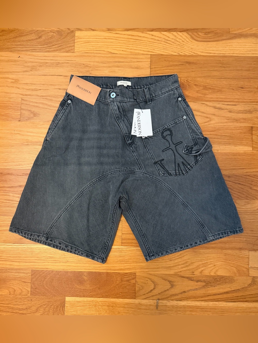 JW ANDERSON Black Washed Denim Jean Shorts